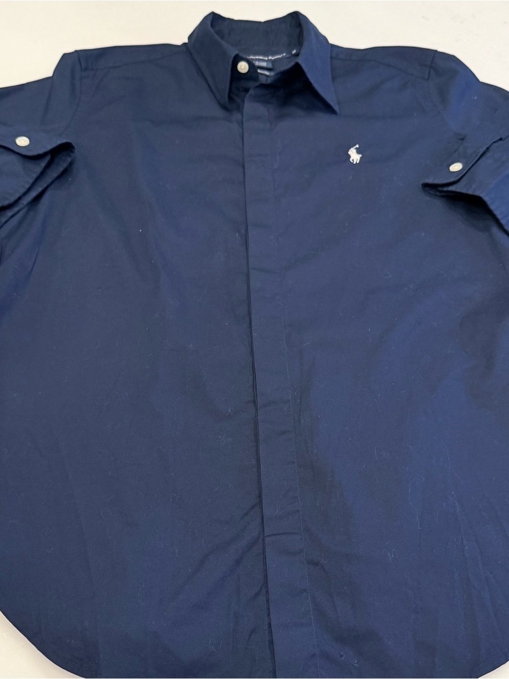 Ralph Lauren Sport Women’s Navy Blue Button Down Short S/S Pony Logo Sz 10 EUC - Picture 10 of 10
